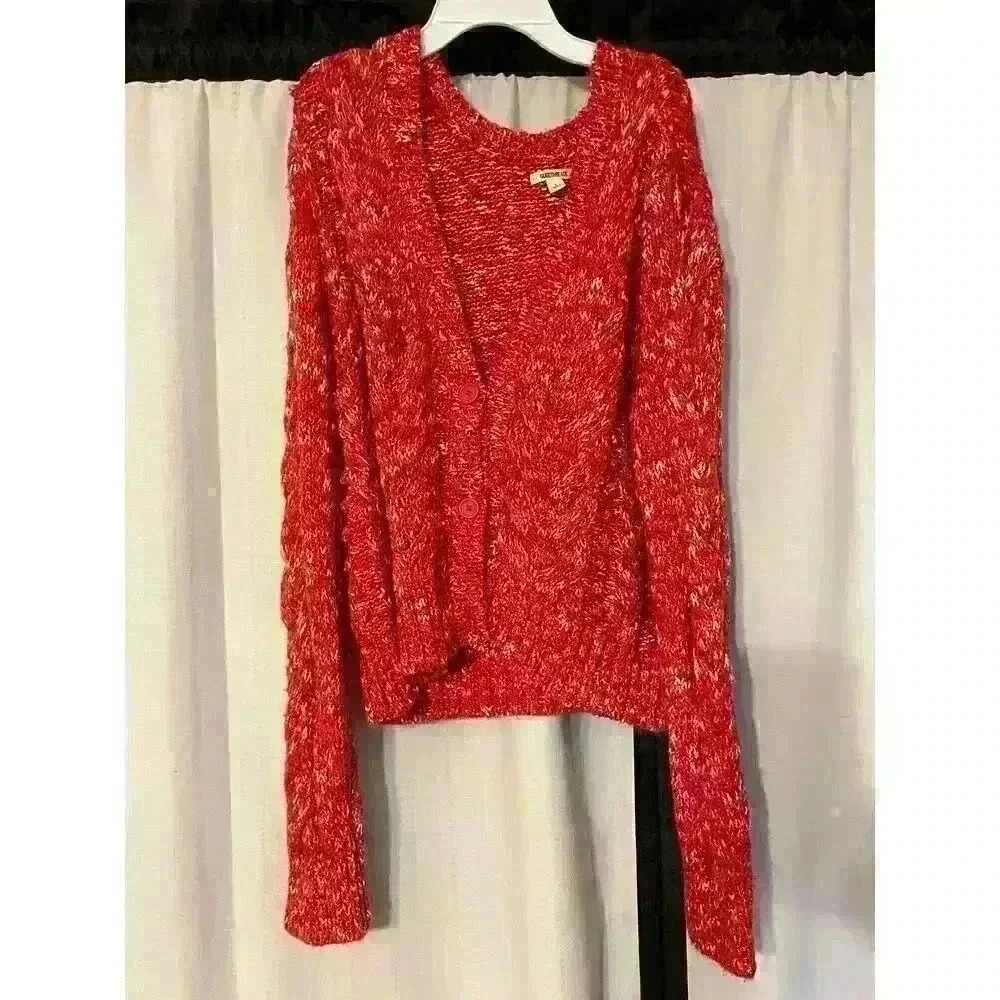 Good Threads Womens Large Red Cable Knit Sweater